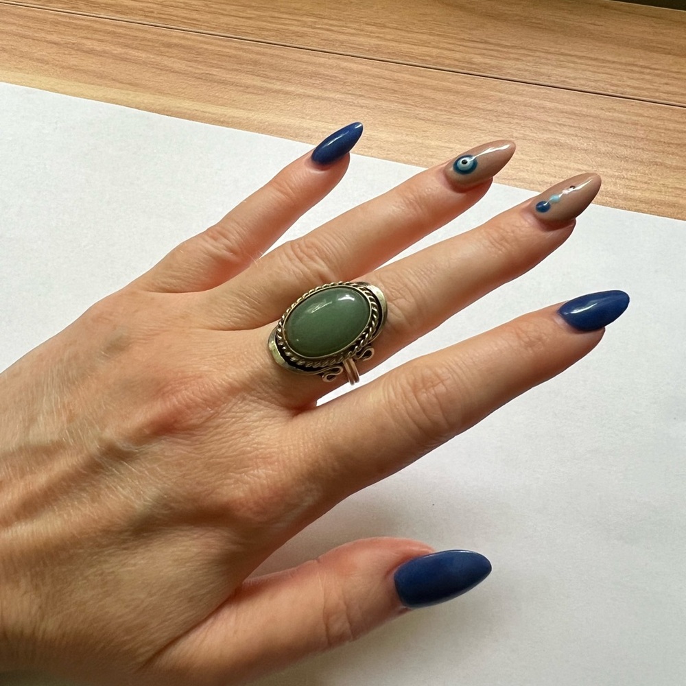Adjustable Green Stone Ring